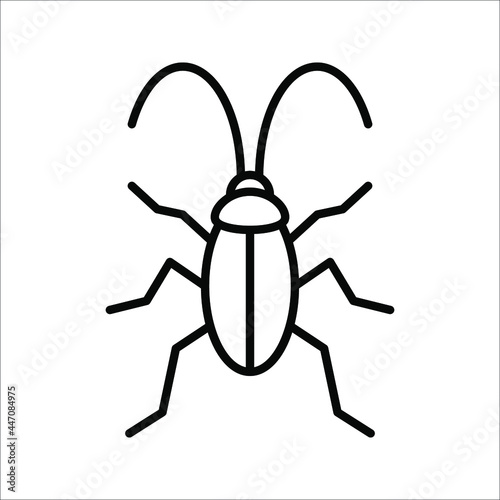 Cockroach bug vector icon. Roach silhouette insect black icon vector illustration on white background. color editable