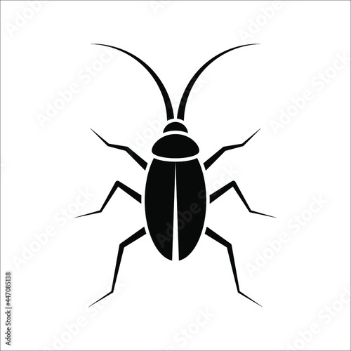 Cockroach bug vector icon. Roach silhouette insect black icon vector illustration on white background. color editable © Ainul