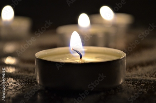 Close up shot of tealight candle