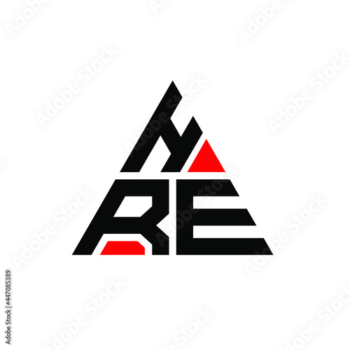 HRE triangle letter logo design with triangle shape. HRE triangle logo design monogram. HRE triangle vector logo template with red color. HRE triangular logo Simple, Elegant, and Luxurious Logo. HRE  photo