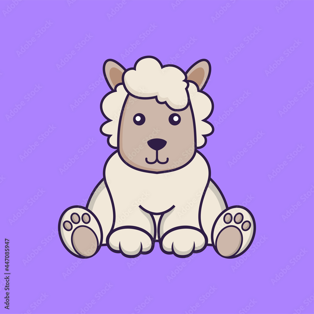 Cute sheep is sitting.