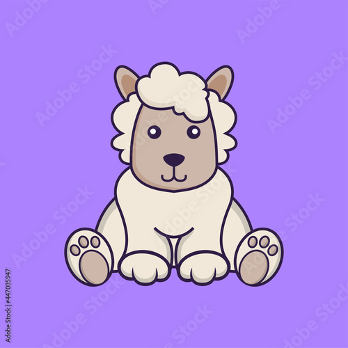 Cute sheep is sitting.