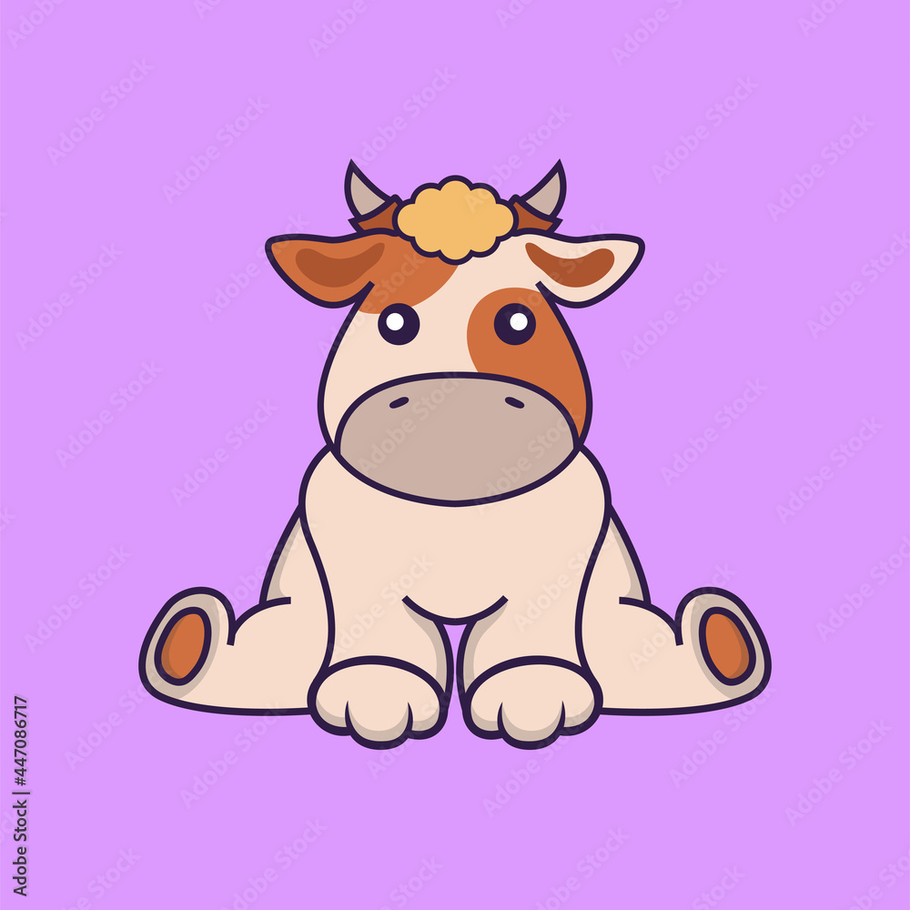 Fototapeta premium Cute cow is sitting.