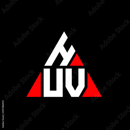 HUV triangle letter logo design with triangle shape. HUV triangle logo design monogram. HUV triangle vector logo template with red color. HUV triangular logo Simple, Elegant, and Luxurious Logo. HUV  photo