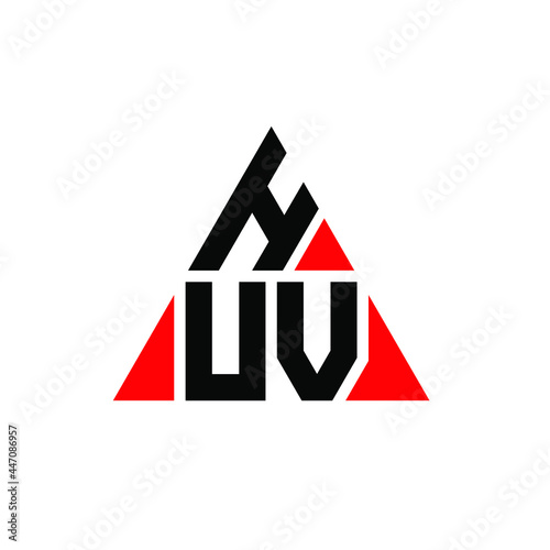 HUV triangle letter logo design with triangle shape. HUV triangle logo design monogram. HUV triangle vector logo template with red color. HUV triangular logo Simple, Elegant, and Luxurious Logo. HUV  photo