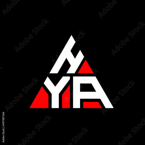HYA triangle letter logo design with triangle shape. HYA triangle logo design monogram. HYA triangle vector logo template with red color. HYA triangular logo Simple, Elegant, and Luxurious Logo. HYA  photo