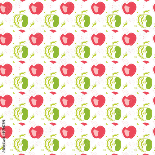 Apple seamless pattern. Apple line art minimslist modern pattern