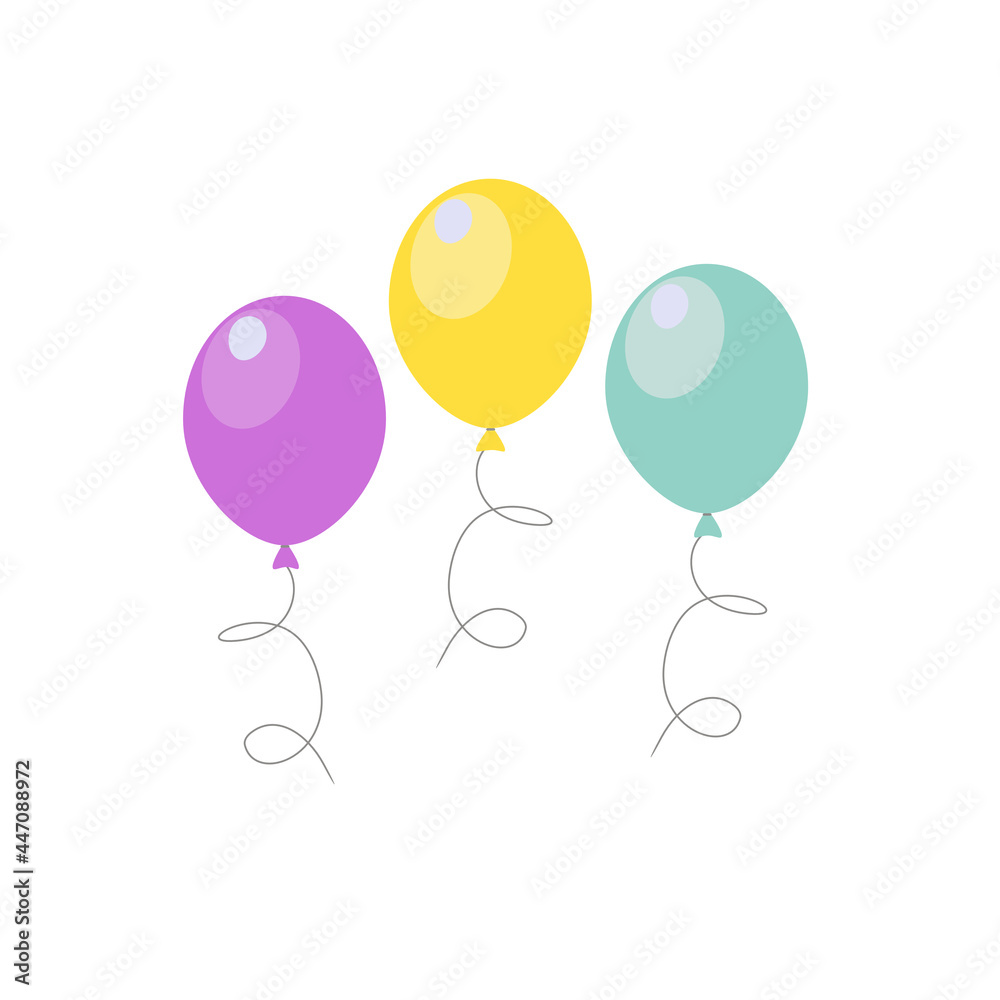 Balloons in a flat style isolated on white background. Flying balloons.