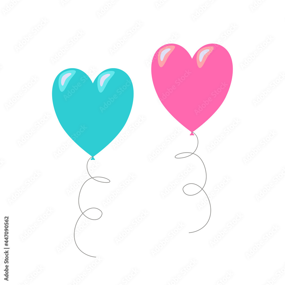 Balloons heart. Vector illustration isolated on white background.