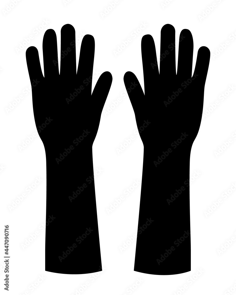 Black Common Long Glove Template on White Background, Vector File. Black Common Long Glove Template on White Background, Vector File.