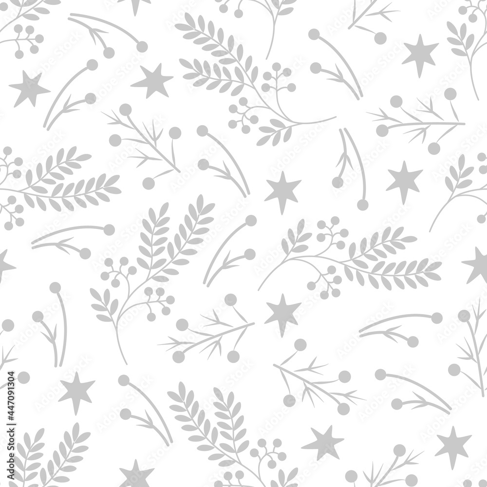 The New Year's background is gray and white.Seamless tiles, for wrapping paper, fabric production, wallpaper, greeting cards.Vector illustration The New Year's background is gray and white.Seamless tiles, for wrapping paper, fabric production, wallpaper, greeting cards.Vector illustration