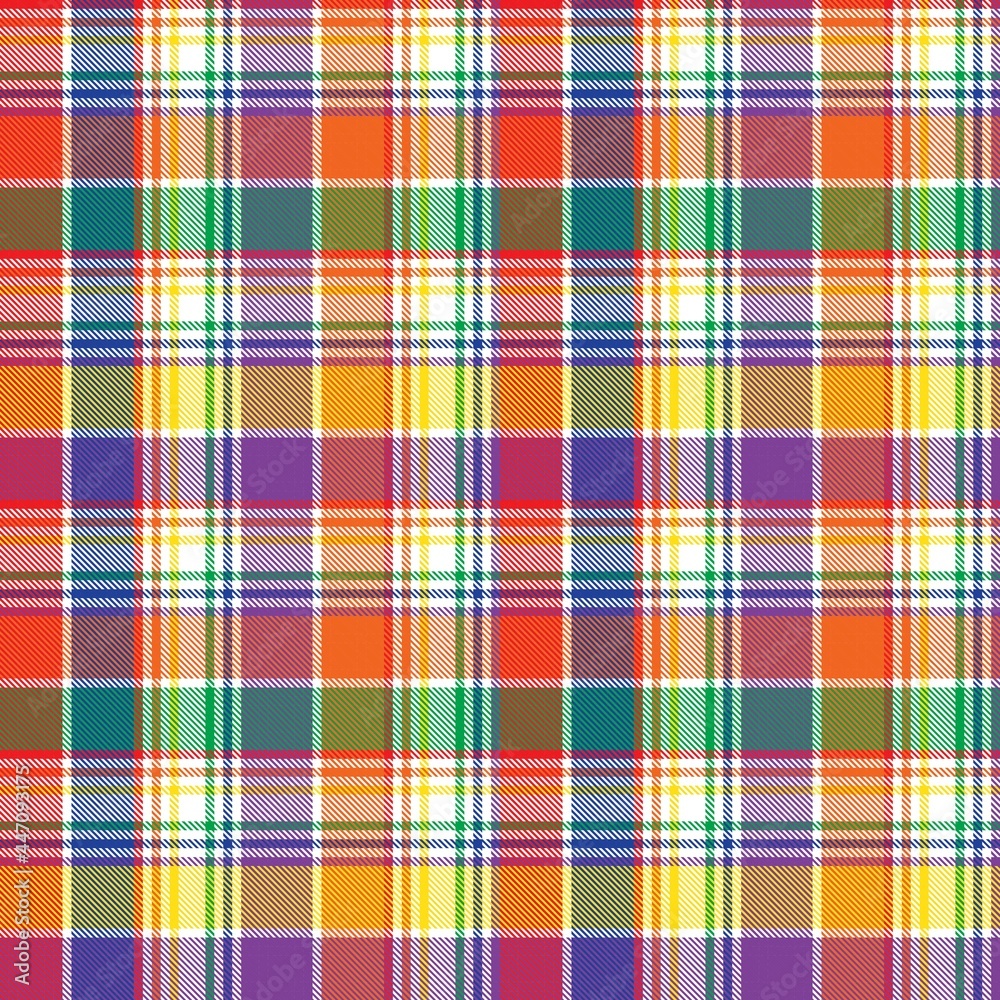 Rainbow Plaid Tartan Checkered Seamless Pattern