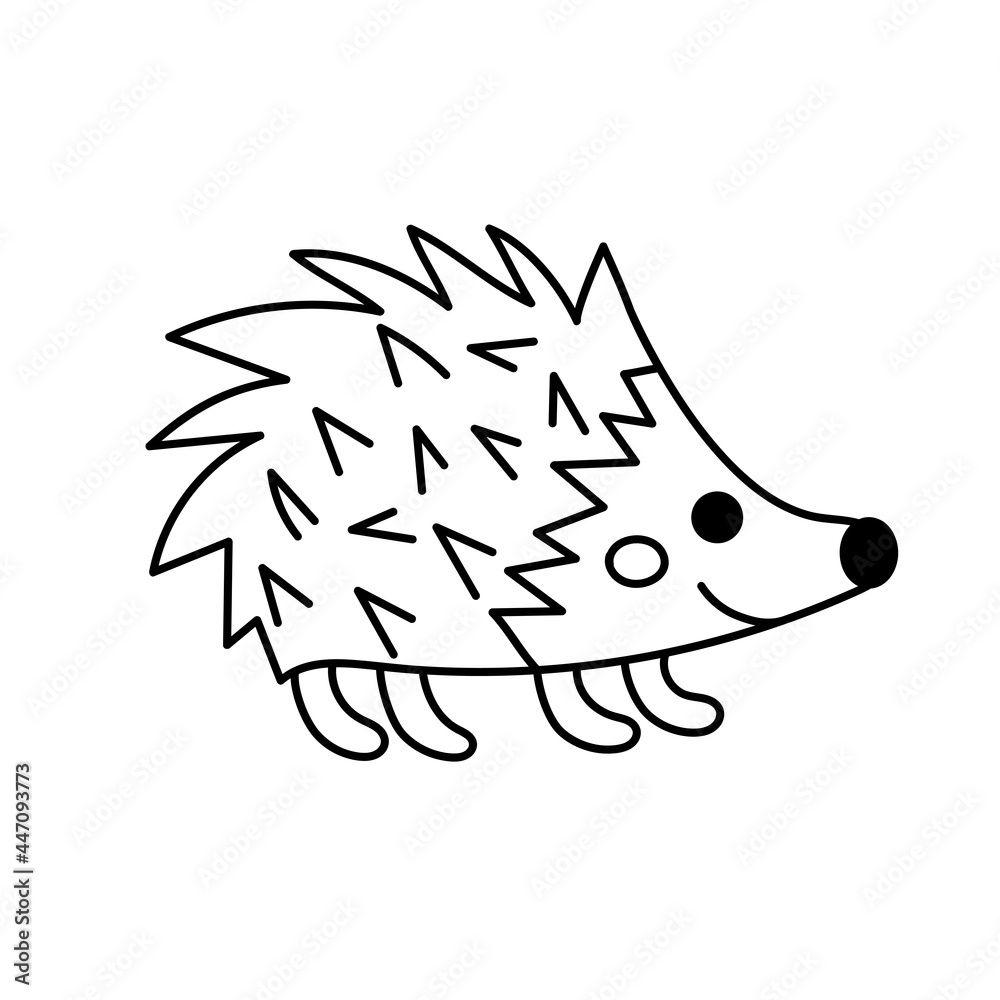 Hedgehog in hand drawn doodle style.