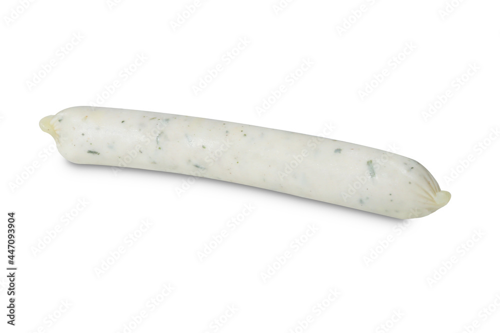 Raw white chicken sausage for grill, isolated on white background. Raw white chicken sausage for grill, isolated on white background.