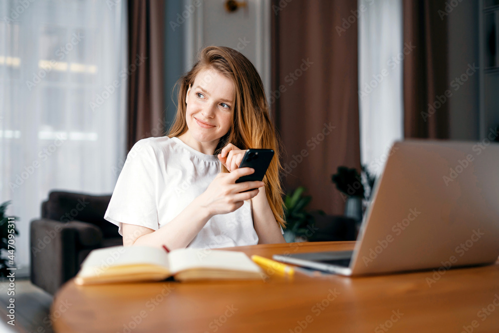 The housewife counts the budget of expenses in the table. The manager works on a laptop remotely on the site. A female student does homework at home online. The housewife counts the budget of expenses in the table. The manager works on a laptop remotely on the site. A female student does homework at home online.