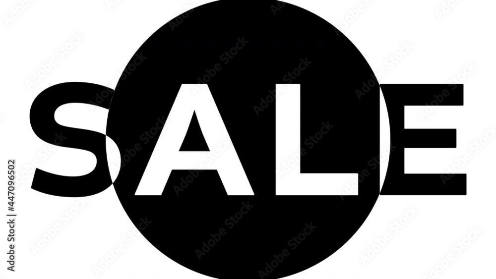 Sale animation background, black and white text with circle transition effect
