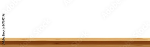 empty wood plank, plank table in front view, wooden desk, wood plank top on white for banner background, copy space