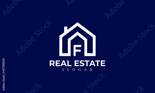 Alphabet F Real Estate Monogram Vector Logo Design, Letter F House Icon Template