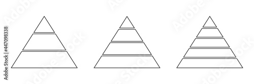 Fényképezés Pyramids line icon set for infographics