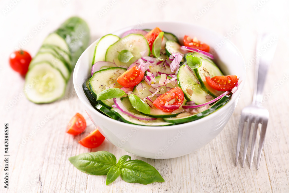 fresh cucumber salad in bowl