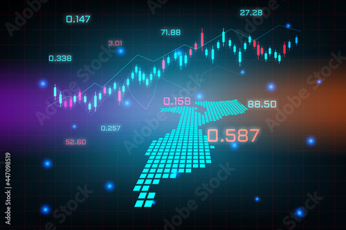 Stock market background or forex trading business graph chart for financial investment concept of Mozambique map. business idea and technology innovation design.