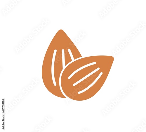 Almond icon. Nut vector illustration isolated on white background.