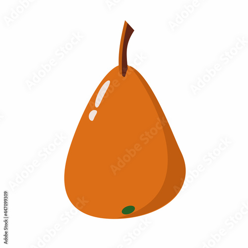 Orange juicy pear Flat vector illustration on white background