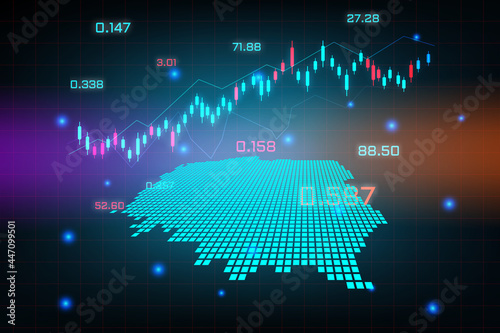 Stock market background or forex trading business graph chart for financial investment concept of Poland map. business idea and technology innovation design.