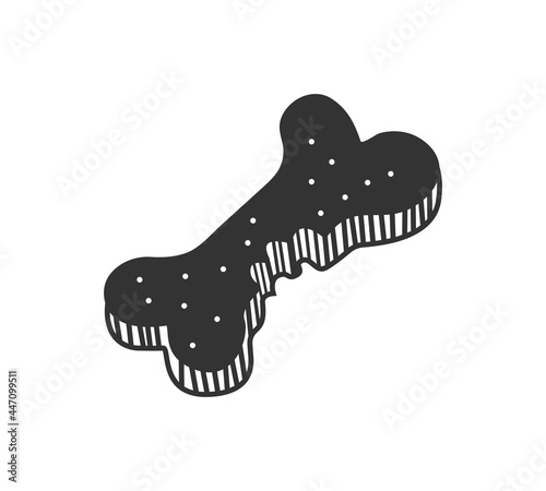 Dog food icon in sketch style. bone shaped canine biscuit