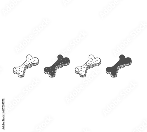 Dog food icon in sketch style. bone shaped canine biscuit