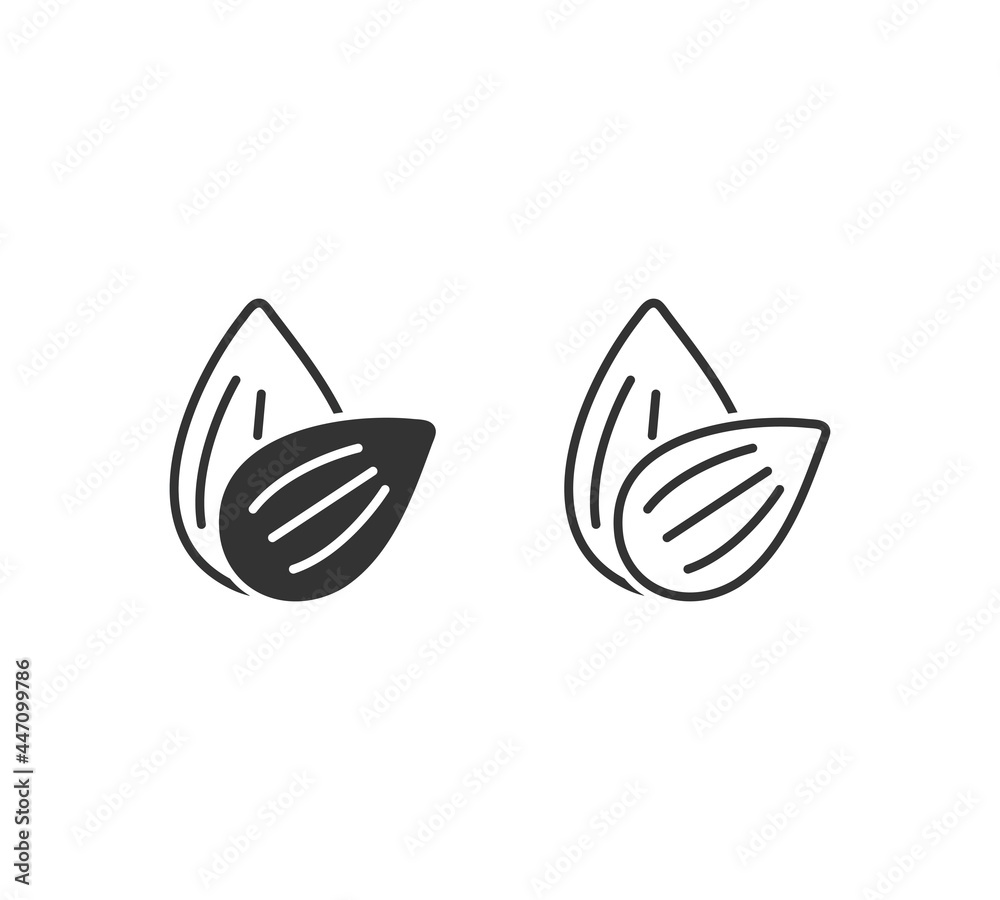Almond icon. Nut vector illustration isolated on white background. Almond icon. Nut vector illustration isolated on white background.