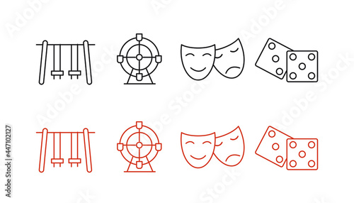 amusement set. amusement pack symbol vector elements for infographic web