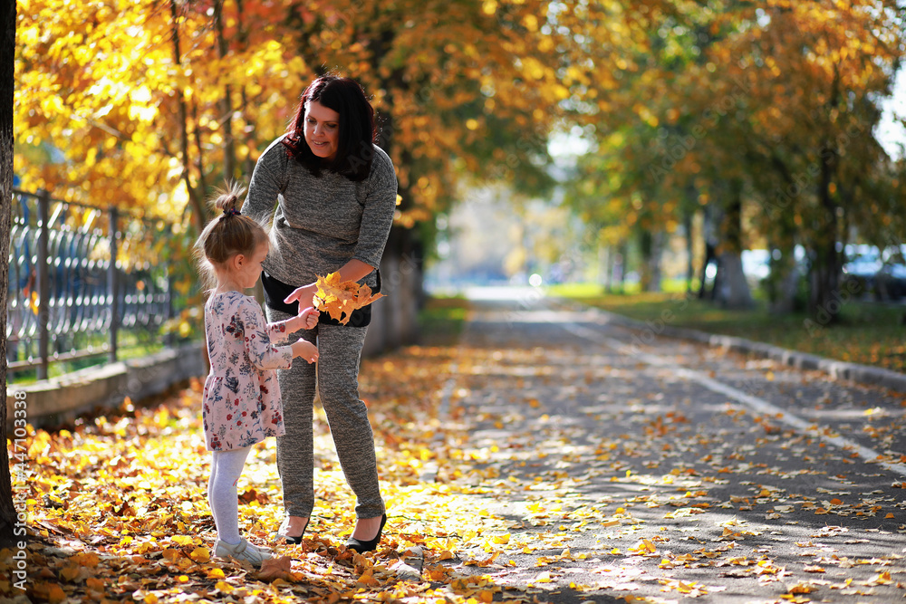 Leaf fall in the park. Children for a walk in the autumn park. Family. Fall. Happiness. Leaf fall in the park. Children for a walk in the autumn park. Family. Fall. Happiness.