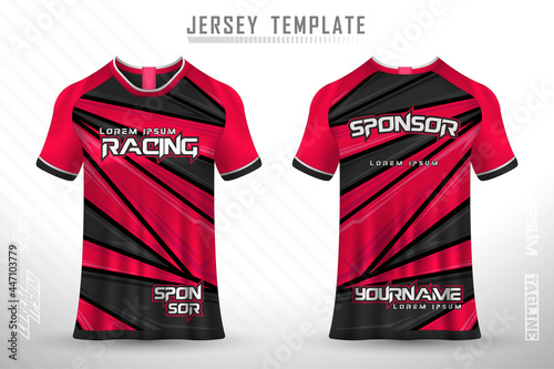 Front back tshirt design. Sports design for football, racing, cycling, gaming jersey vector.