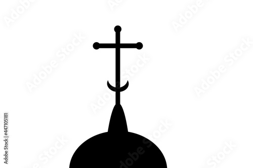 Dome of the church. Black icon on white in flat design. 