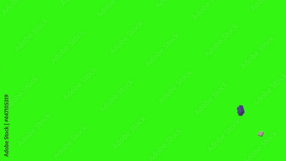 blocks pieces animation on green screen chroma key, graphic source element