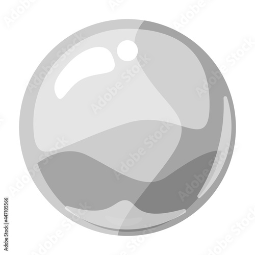 Ball white shiny glossy colorful game art. Magic crystal glass sphere, bubble shot elements. Cartoon vector GUI app