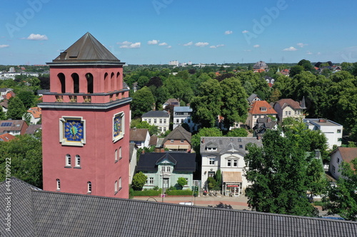 Hamburg Bergedorf  Bezirksamt im roten Rathaus an der Wentorfer Straße. Luftaufnahme. photo