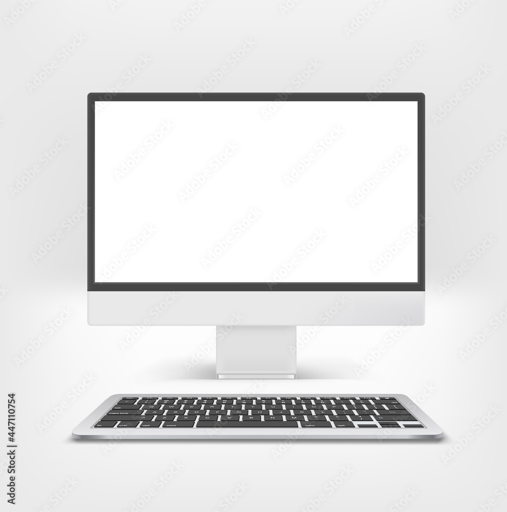 Modern computer with blank screen. Vector mockup Modern computer with blank screen. Vector mockup