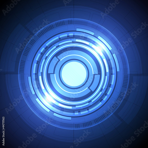 Abstract overlap circle digital background, smart lens technology with light effect