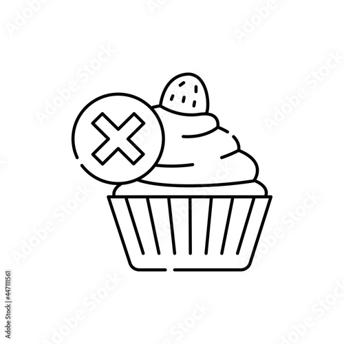 Forbidden food line color icon. Diabetes. Medical equipment