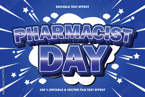 pharmacist day editable text effect emboss cartoon comic style