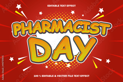 pharmacist day editable text effect emboss cartoon comic style