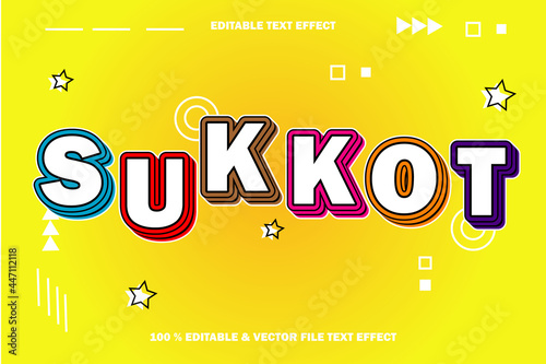 sukkot editable text effect emboss cartoon comic style
