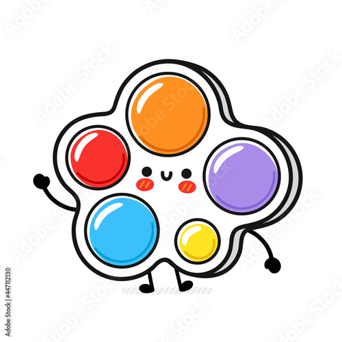 Cute funny Simple dimple fidget sensory toy. Vector hand drawn cartoon kawaii character illustration icon. Isolated on white background. Simple dimple fidget kids sensory toy doodle character concept