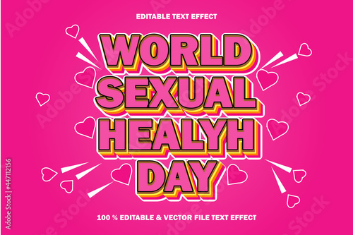 world sexual health day editable text effect emboss cartoon comic style