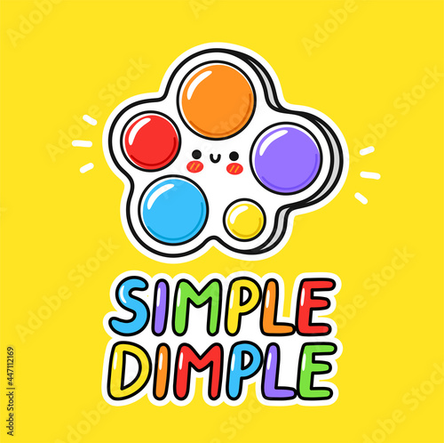 Cute funny Simple dimple fidget sensory toy logo. Vector hand drawn cartoon kawaii character illustration icon. Simple dimple fidget kids sensory toy doodle character logo concept