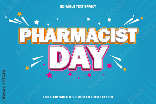 pharmacist day editable text effect emboss cartoon comic style