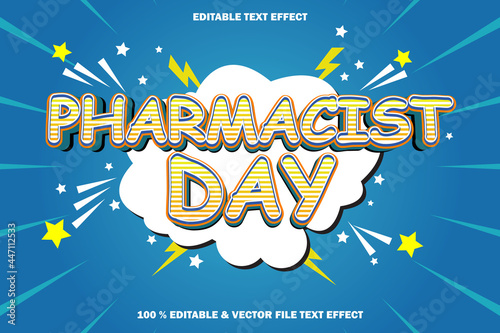 pharmacist day editable text effect emboss cartoon comic