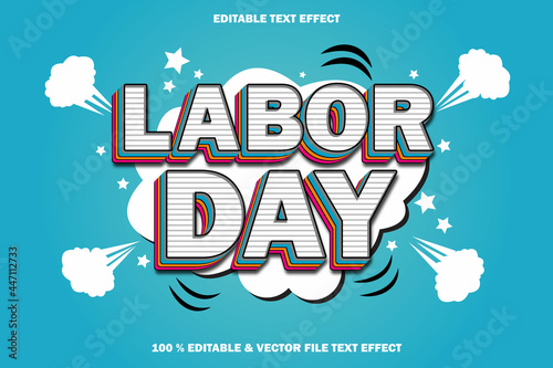labor day editable text effect emboss cartoon comic style